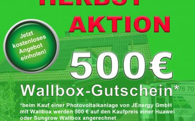 Herbstaktion „500 EUR Wallbox-Gutschein“ beim Kauf einer Photovoltaikanlage